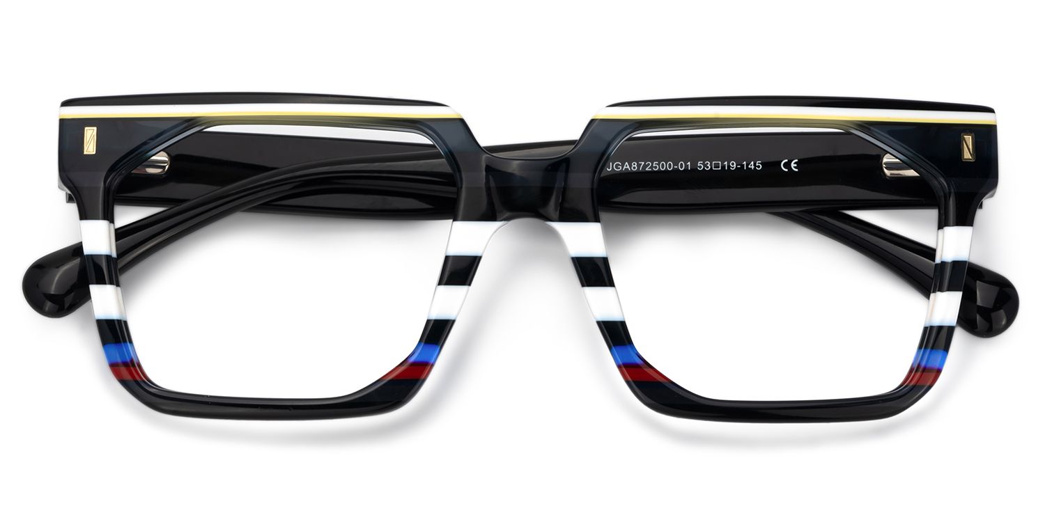 Men's Rectangle Frame Eyeglasses With Black Temples2