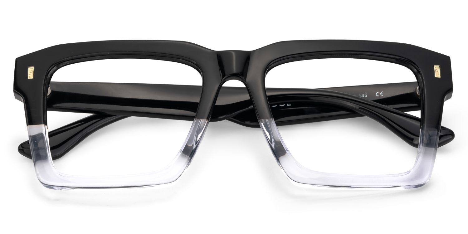 Large Square Prescription Glasses With Black And Clear Color3