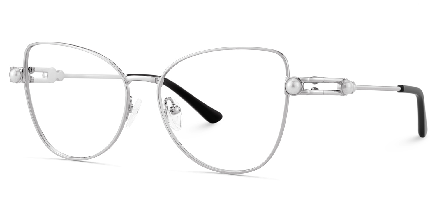 Gaga Eyeglasses in Cat Eye Sliver Frame | ZEELOOL Canada4