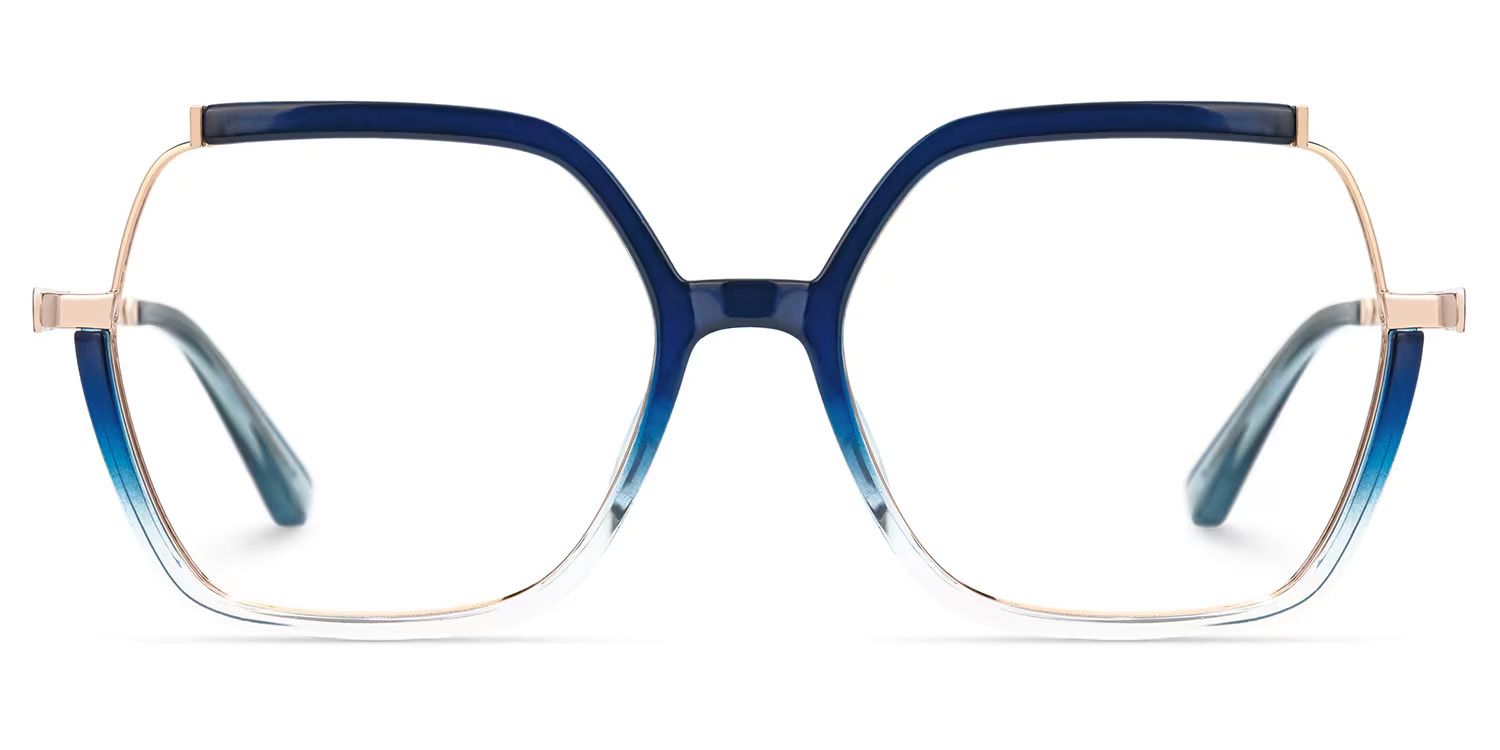 Alexia Mixed-Materials Square Blue Frame Glasses | ZEELOOL Canada2