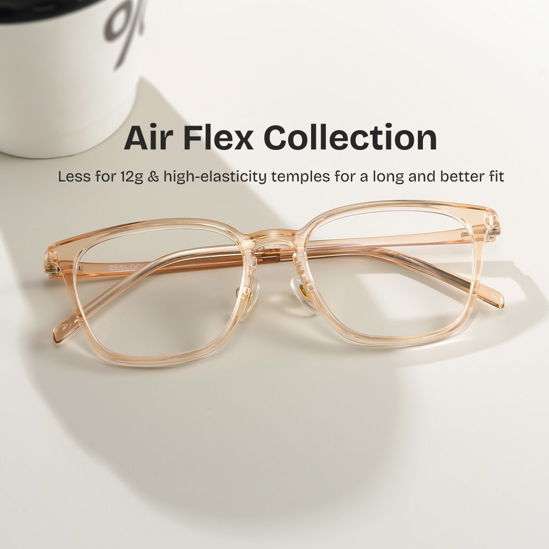Lily Rectangular Round Glasses in Light Yellow Frame | ZEELOOL CANADA0