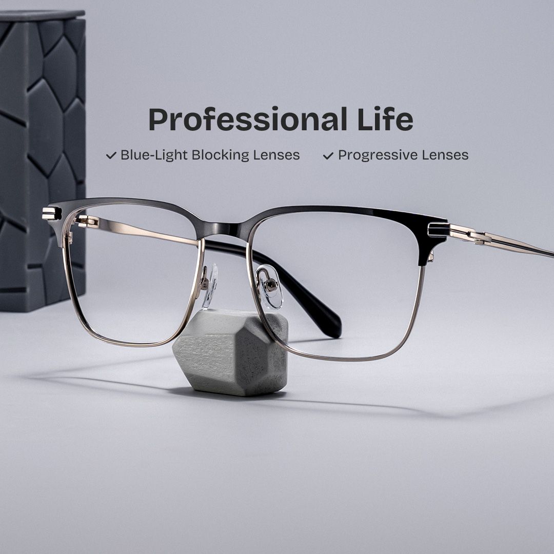 Marshall Gray Rectangle Prescription Glasses | ZEELOOL Canada0