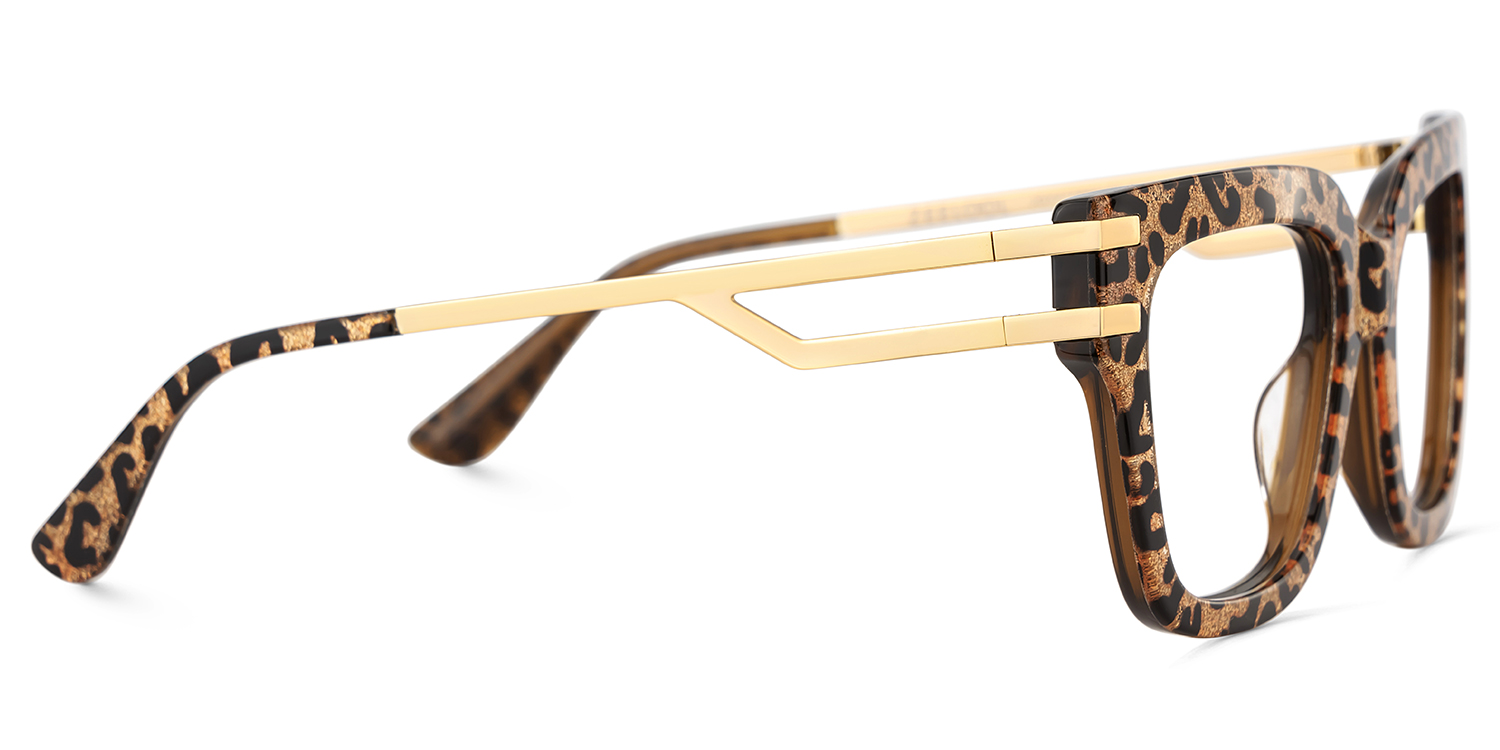 Square Cat-Eye Glasses With Brown Leopard Pattern4