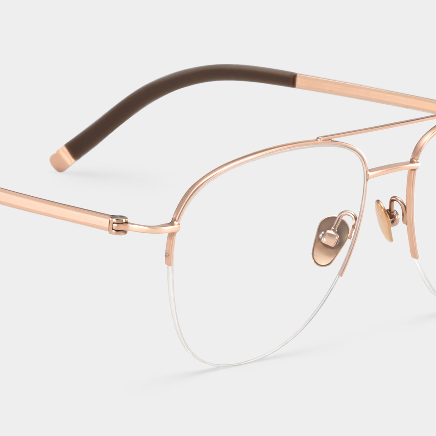 Grayson Half Rim Aviator Eyeglasses in Gold Wide Frames | ZEELOOL4