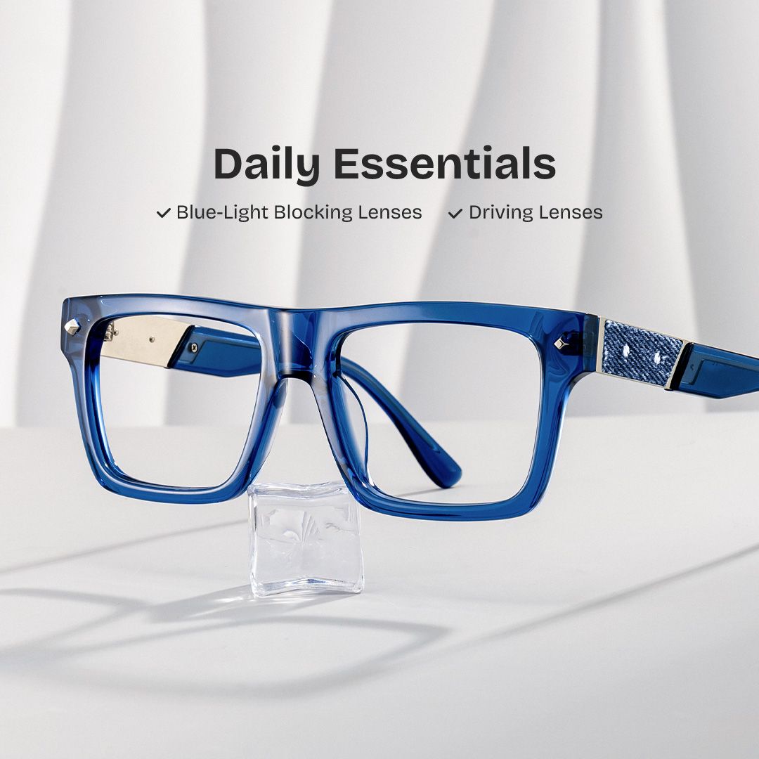 Trent Eyeglasses in Rectangle Blue Frame | ZEELOOL Canada0