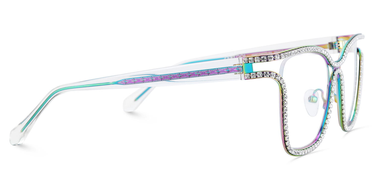 Half Rim Square Glasses With Decorated Shiny Diamonds4