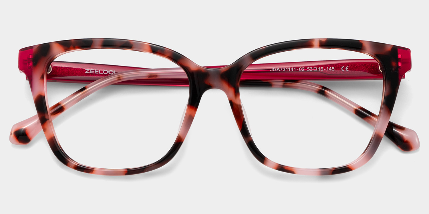 Lena Square Pink Tortoise Frame Eyeglasses for Woman| ZEELOOL Canada2