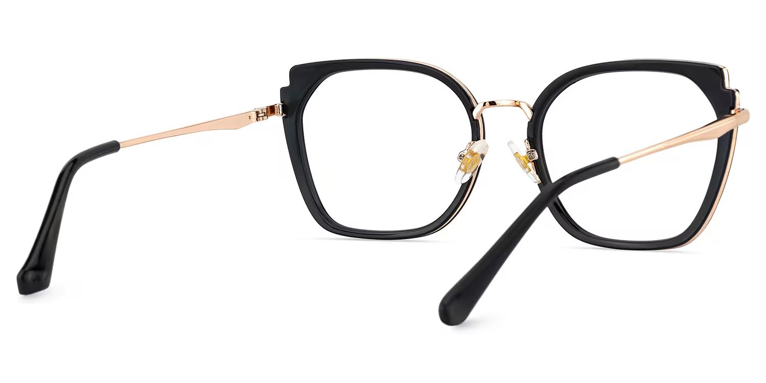 Black Metal Frame Glasses With Wide Size For Women5