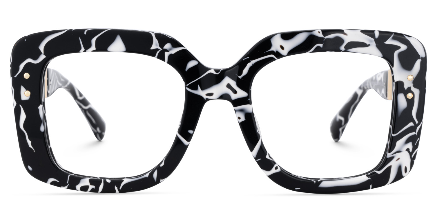 Oversized Thick Square Cow Pattern Frame Glasses1