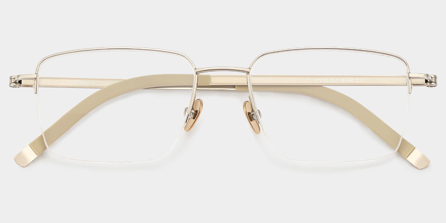 Carson Light Gold Semi Rimless Glasses in Titanium Frame | ZEELOOL1