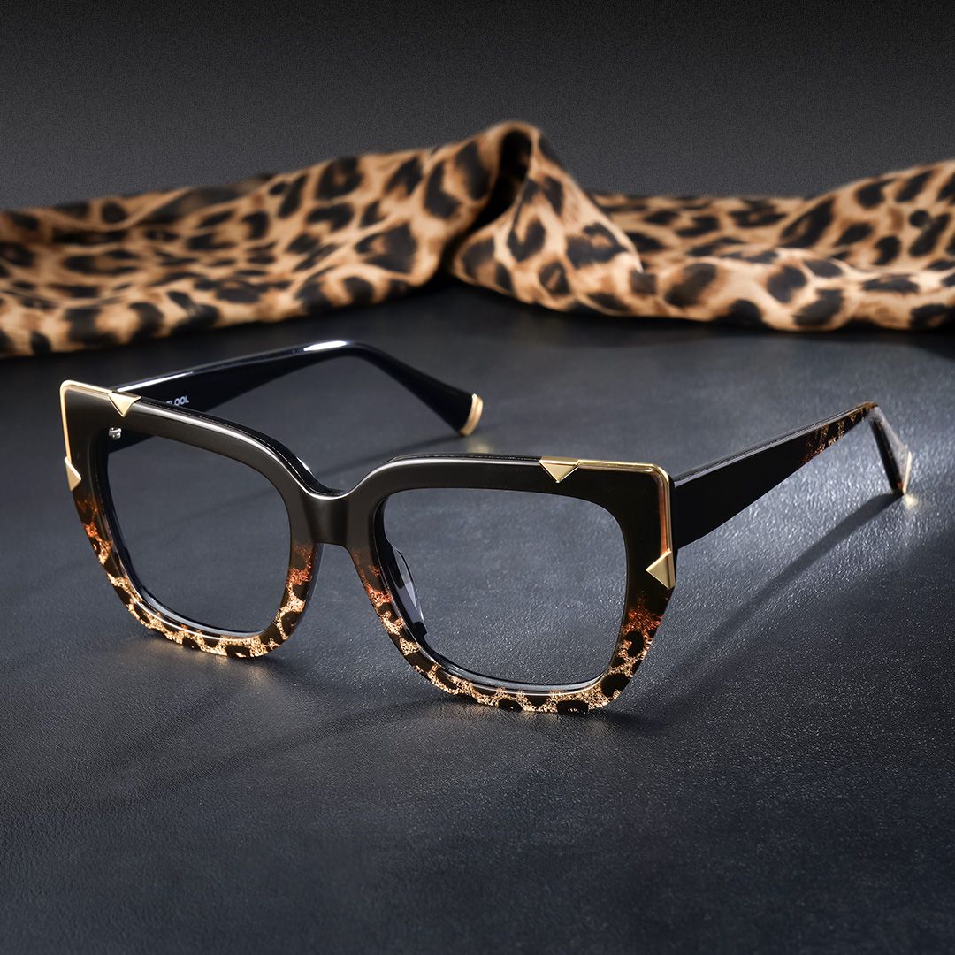 Dax Square black leopard print Frame Eyeglasses for Women| ZEELOOL1