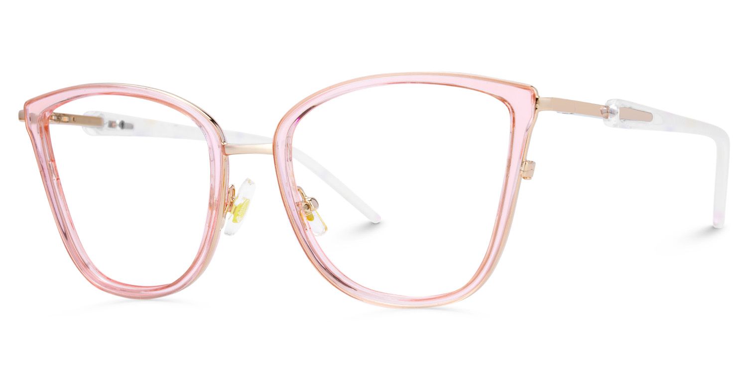 Clear Pink Glasses Frames With Cateye Shape1