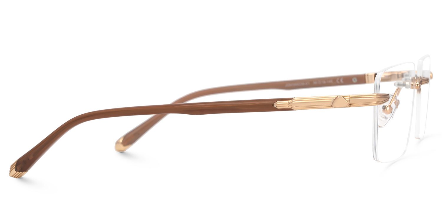 Brown Mixed-Materials Rectangle Eyeglasses- Savitrie2