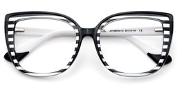 Fenn Cateye Black White Glasses2