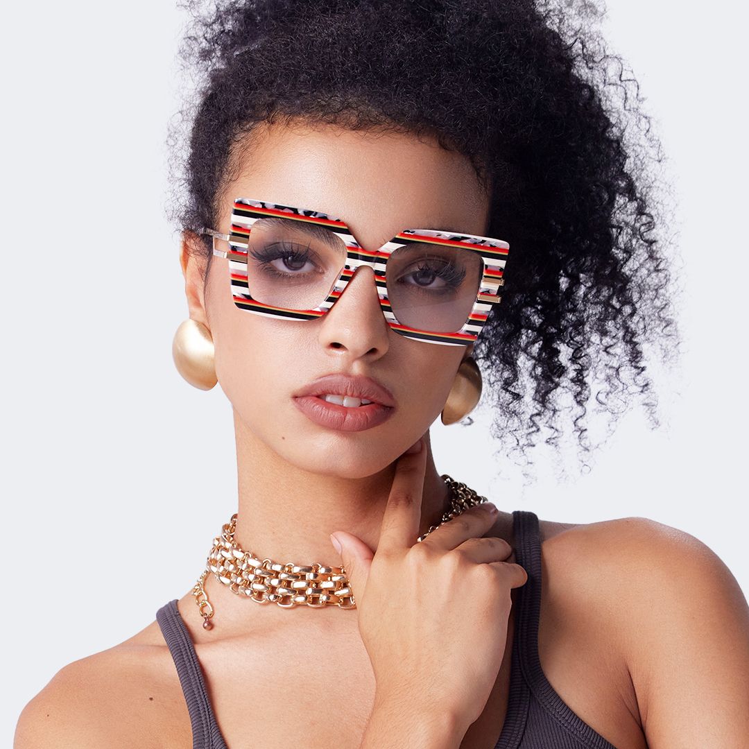 Best Women's Frames For Thick Lenses With Rainbow Stripes5