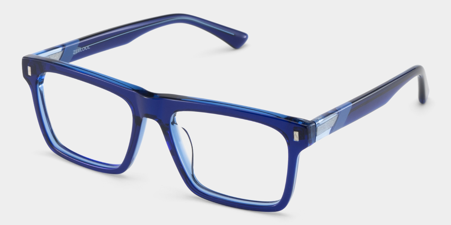 Rectangle Blue Eyeglasses- Henry Acetate Frame Glasses2