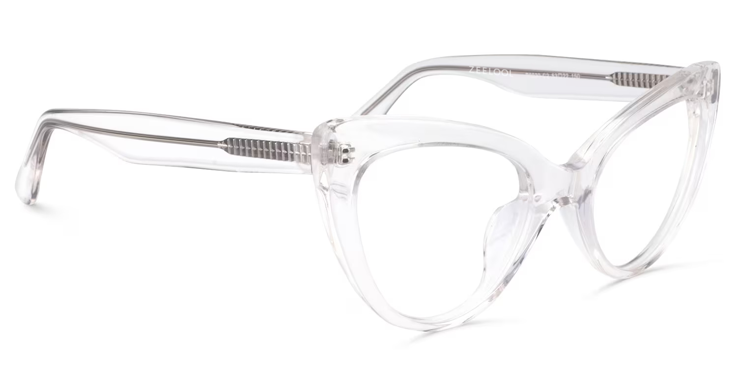 Claudette Cat Eye Crystal Transparent Frame Glasses2