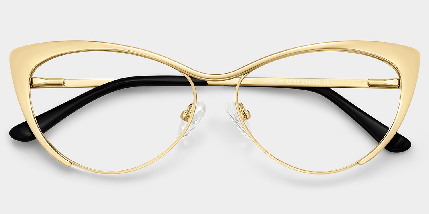 Ellen Cateye Gold Metal Frame Glasses for Women | ZEELOOL2