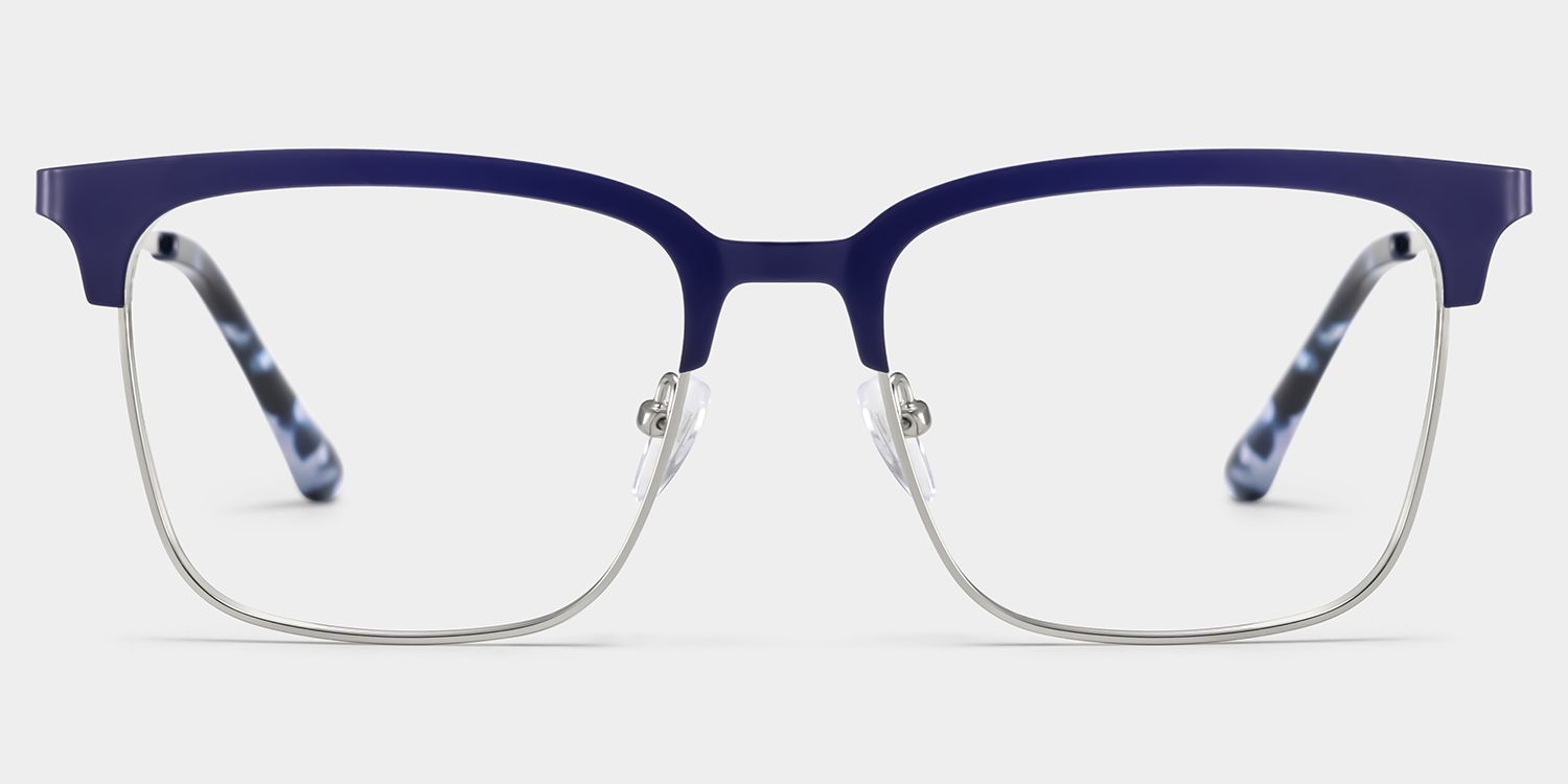 Cleo Blue Silver Frame Glasses with Browline Frame Online | ZEELOOL Canada1