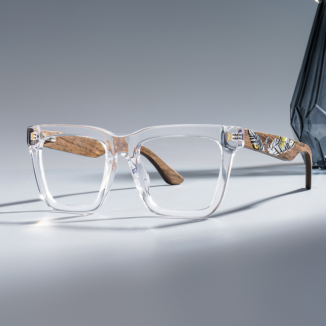 Rectangle Vintage Glasses With Wood Temples0