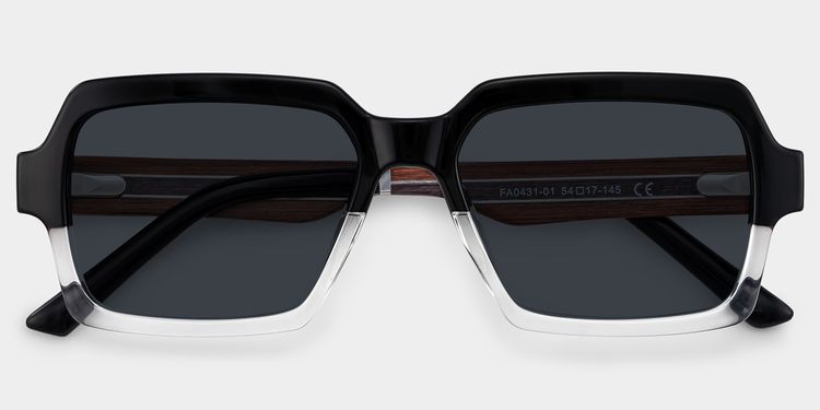Jack Rectangle Black & Clear Sunglasses