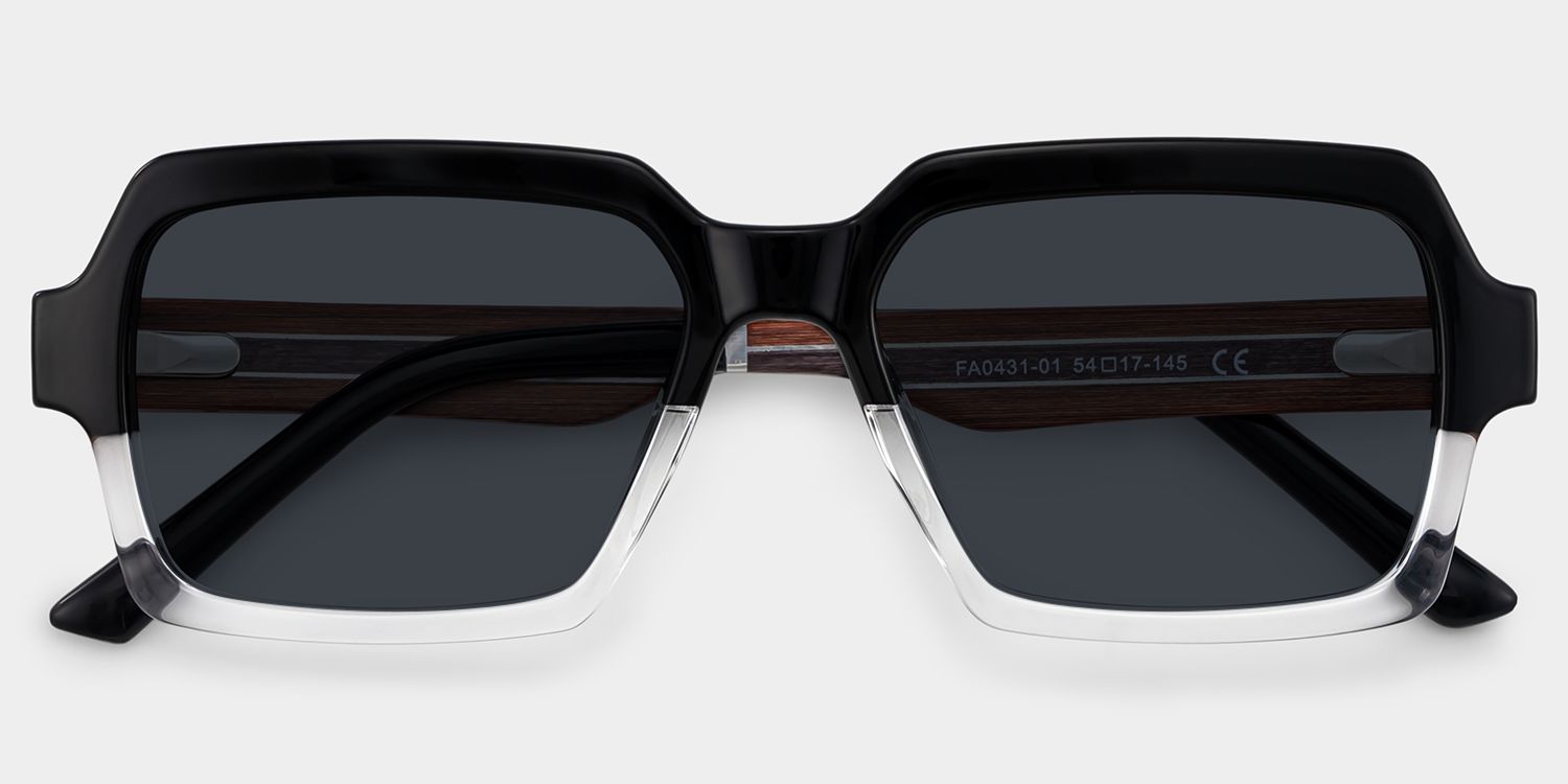 Jack Rectangle Black & Clear Sunglasses | ZEELOOL Canada1