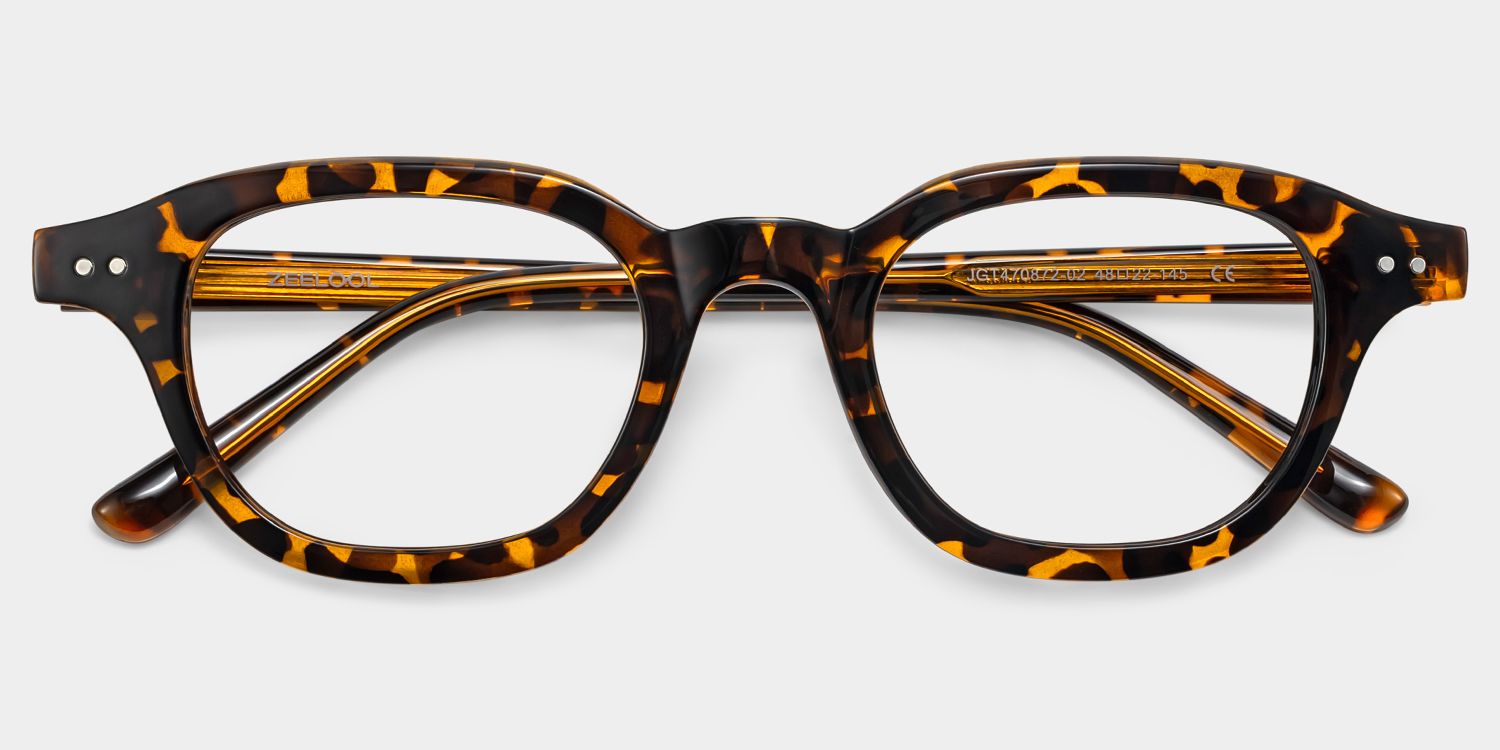 Amber Tortoise Frame Glasses with Square Frame Online | ZEELOOL2