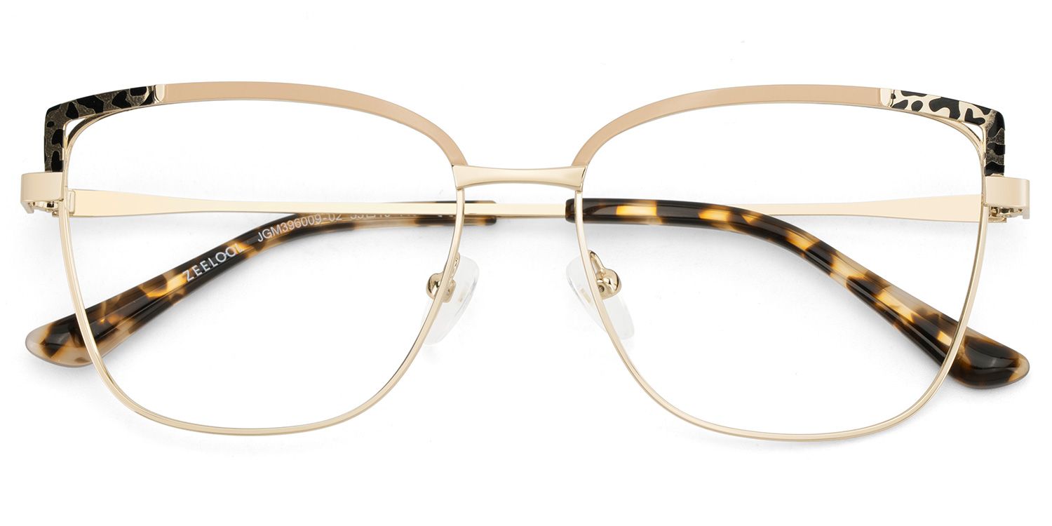 Square Metal Glasses With Pink and Tortoise Color2