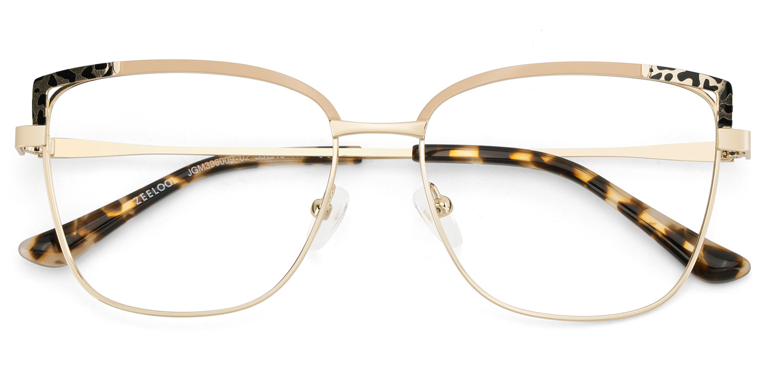 Square Metal Glasses With Pink and Tortoise Color2