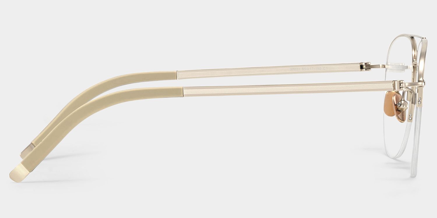 Grayson Semi Rimless Aviator Glasses in Light Gold Frames | ZEELOOL3