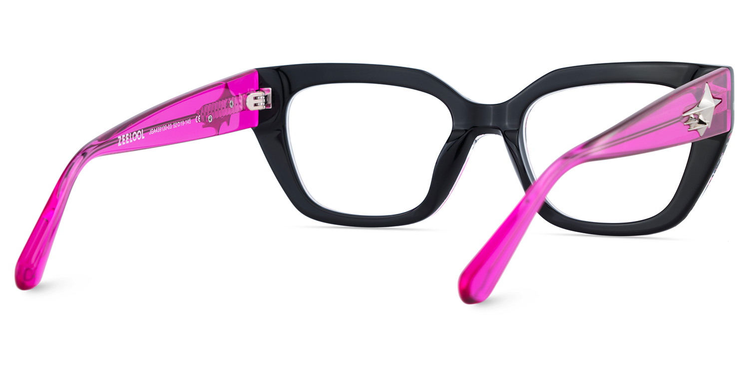 Flare Rectangle Black Pink Glasses5