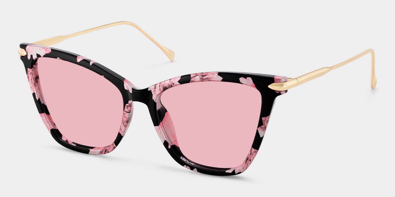 Hilary Pink-Floral Frame Sunglasses with Butterfly Style | ZEELOOL CA2