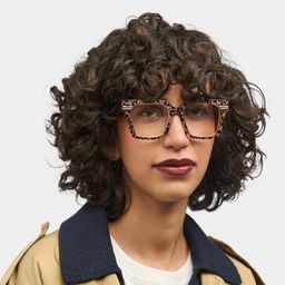 Taylor Gold Leopard Square Glasses0