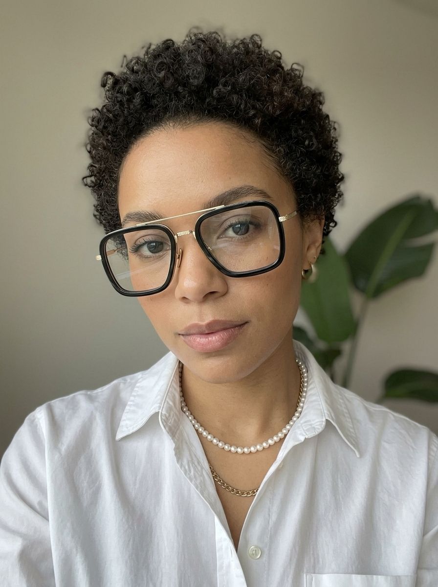 Gifford Aviator Black Frame Glasses with Gold Trim6