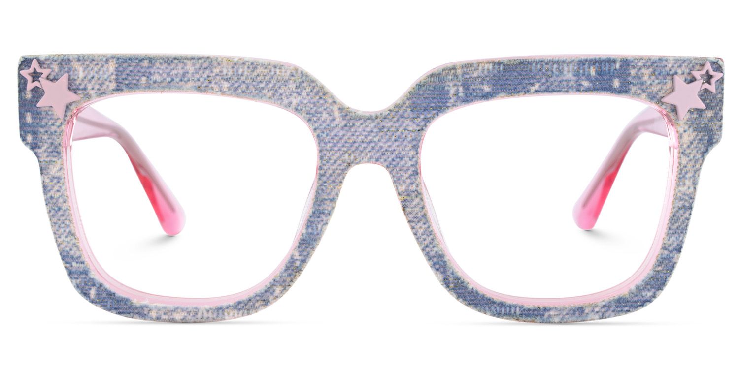 Teresita Thick Blue Denim Glasses in Square Design | ZEELOOL Canada1