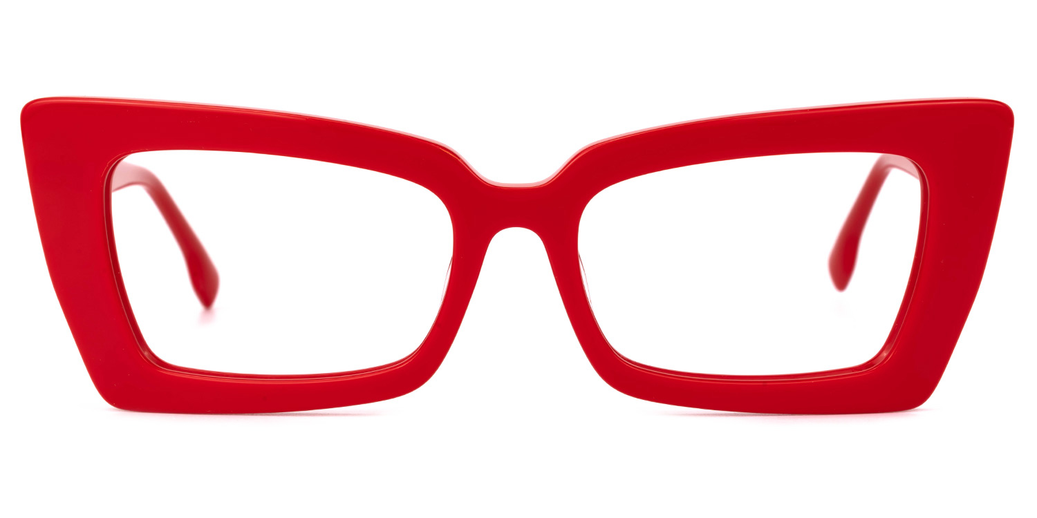 Newell Bright Red Rectangle Large Frame Glasses | ZEELOOL Canada0