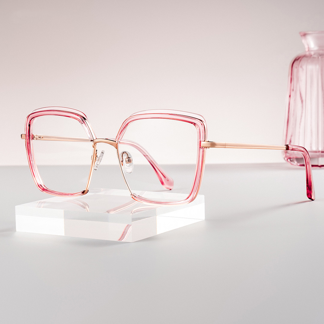 ZEELOOL Cordaro Square Pink Glasses