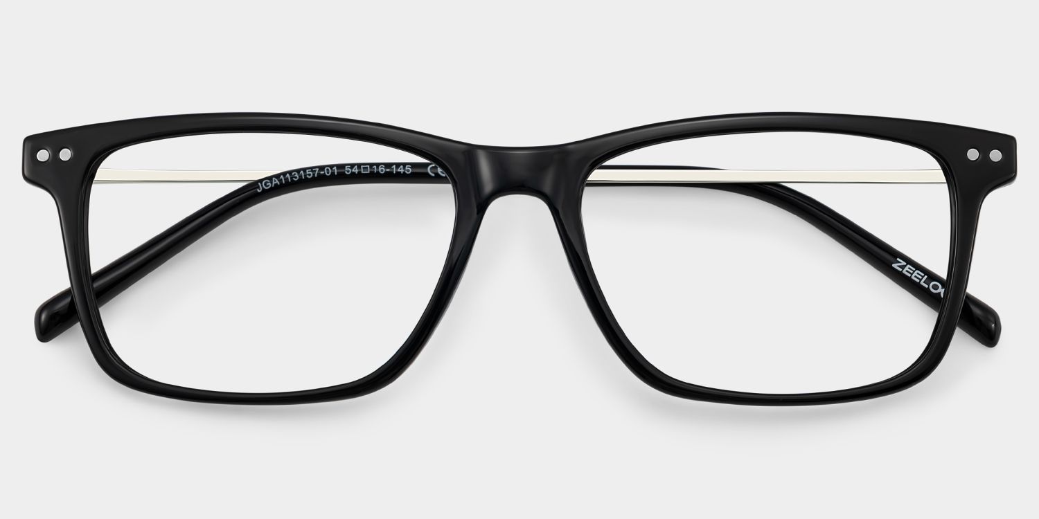 Eleanor Men's Black Rectangular Eyeglasses in TR90 for Men | ZEELOOL CANADA2