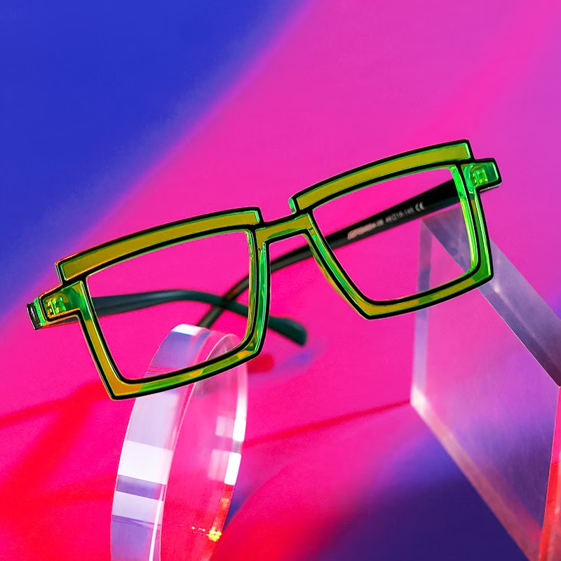 Zephyr Rectangle Green Glasses0