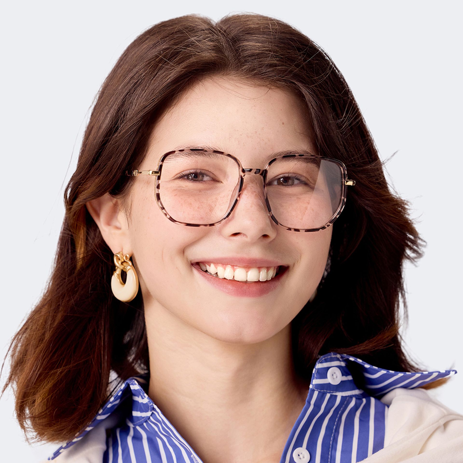 Brown Tortoise Glasses With Geometric Shape6