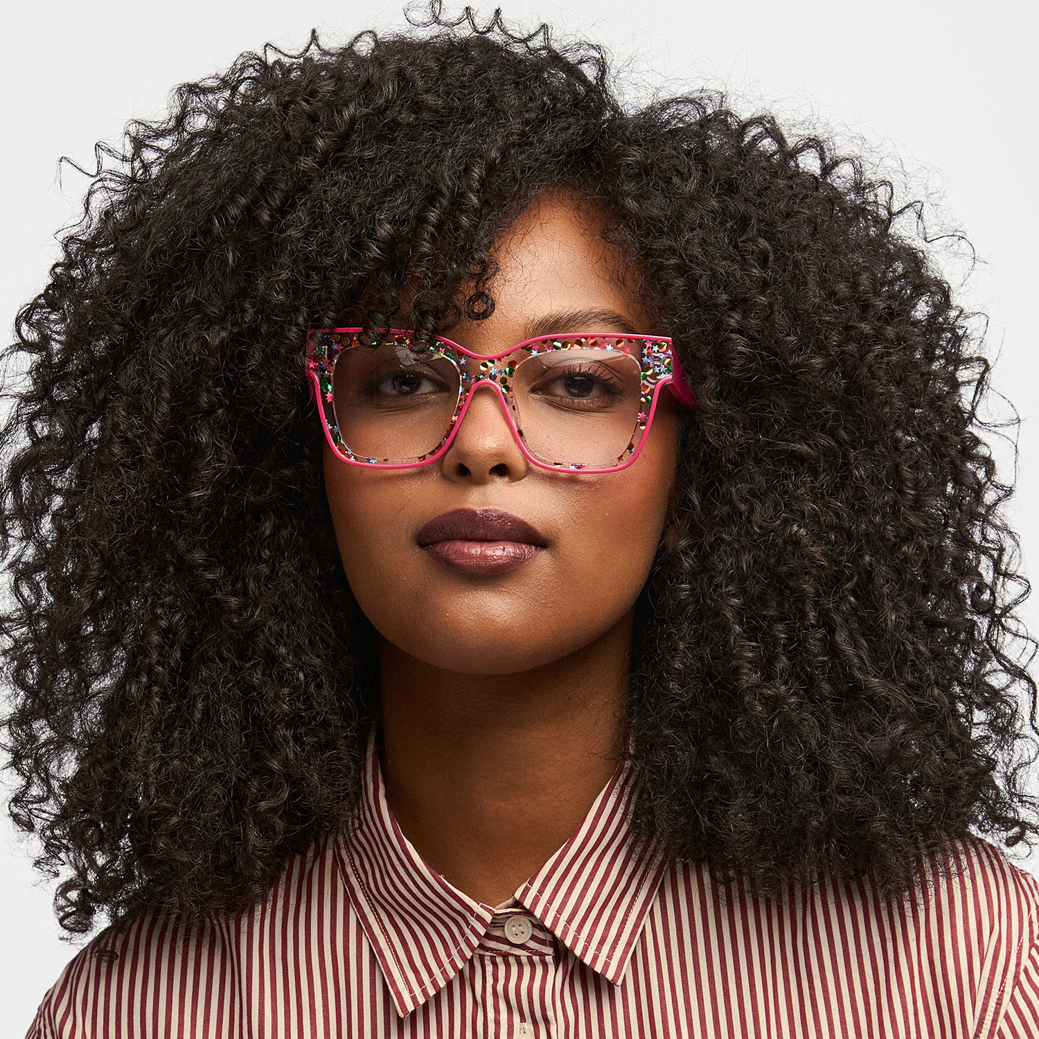 Zerica Square Rose Red Glasses0