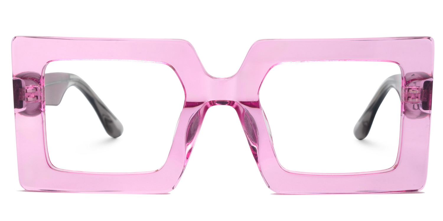 Tiffaney Square Transparent Pink Glasses1