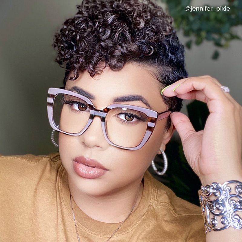 Brenda Square Mauve Frame Glasses / Prescription Glasses9