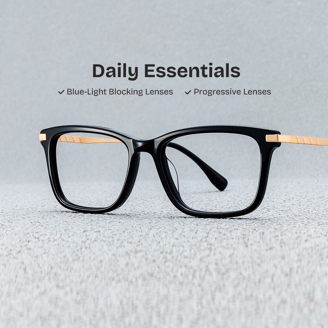 Zane Rectangle Black Color Frame Glasses for Men | ZEELOOL Canada0