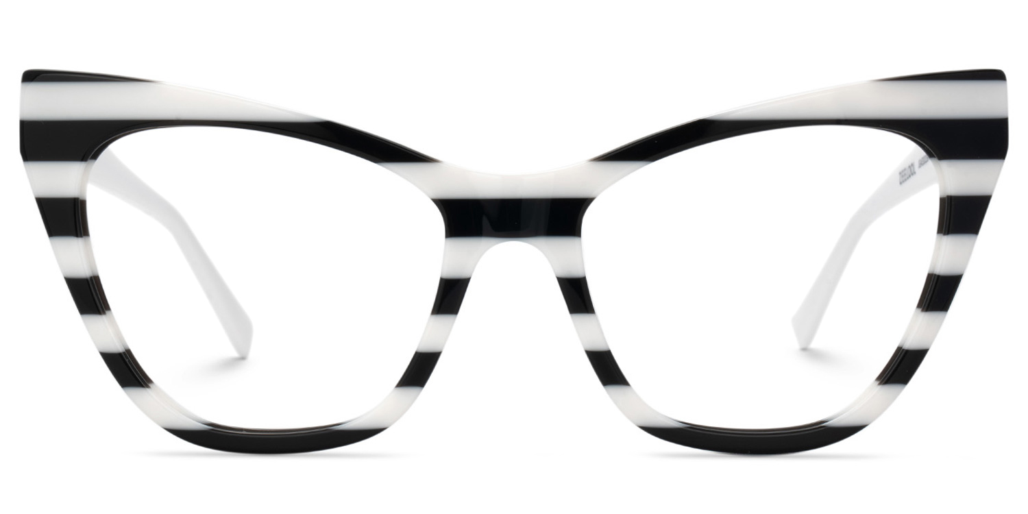 Affordable Black and White Striped Eyeglasses - Gallant On Sale0