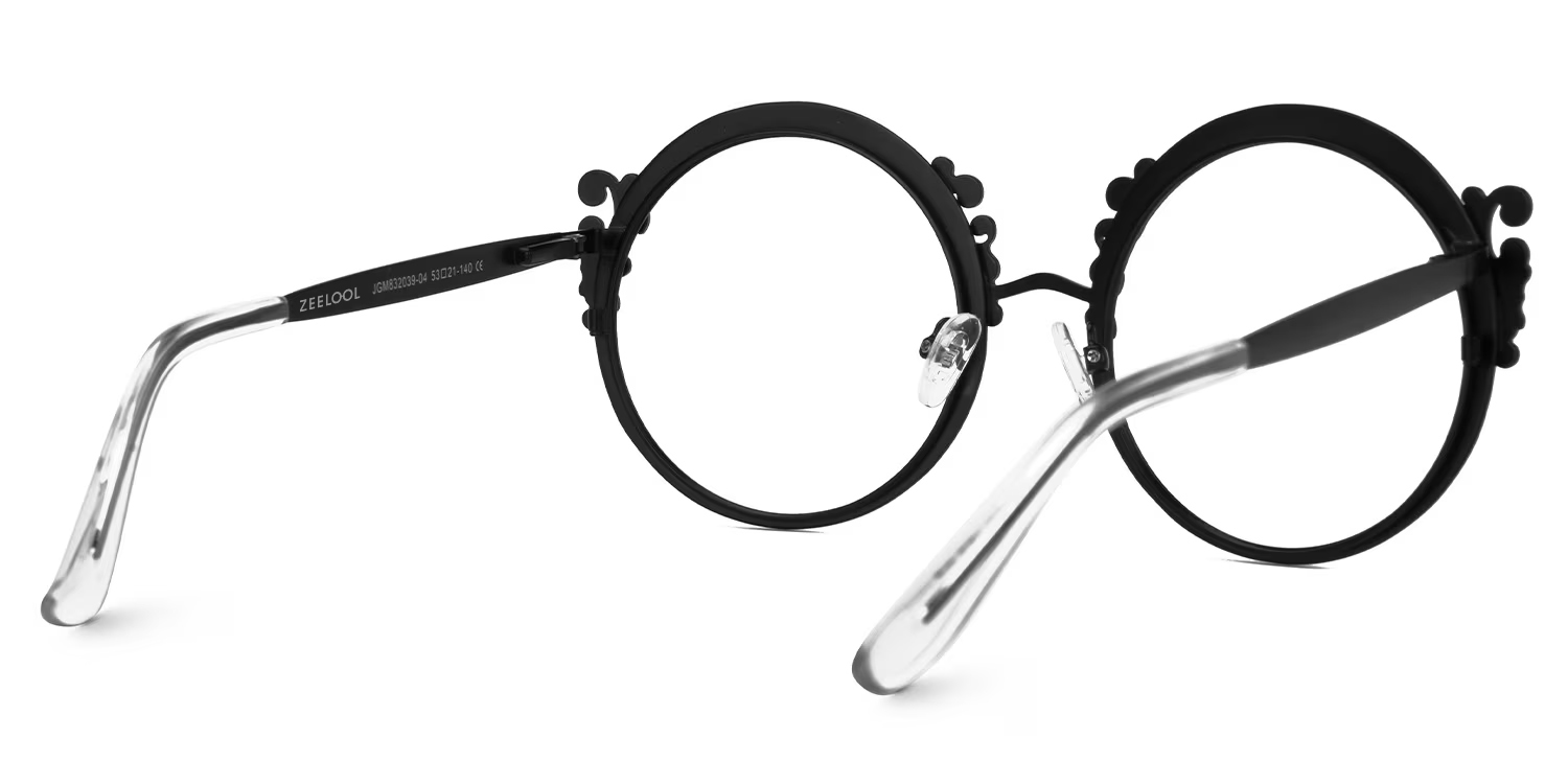 Nelida Designer Black Round Frame Glasses | ZEELOOL Canada3