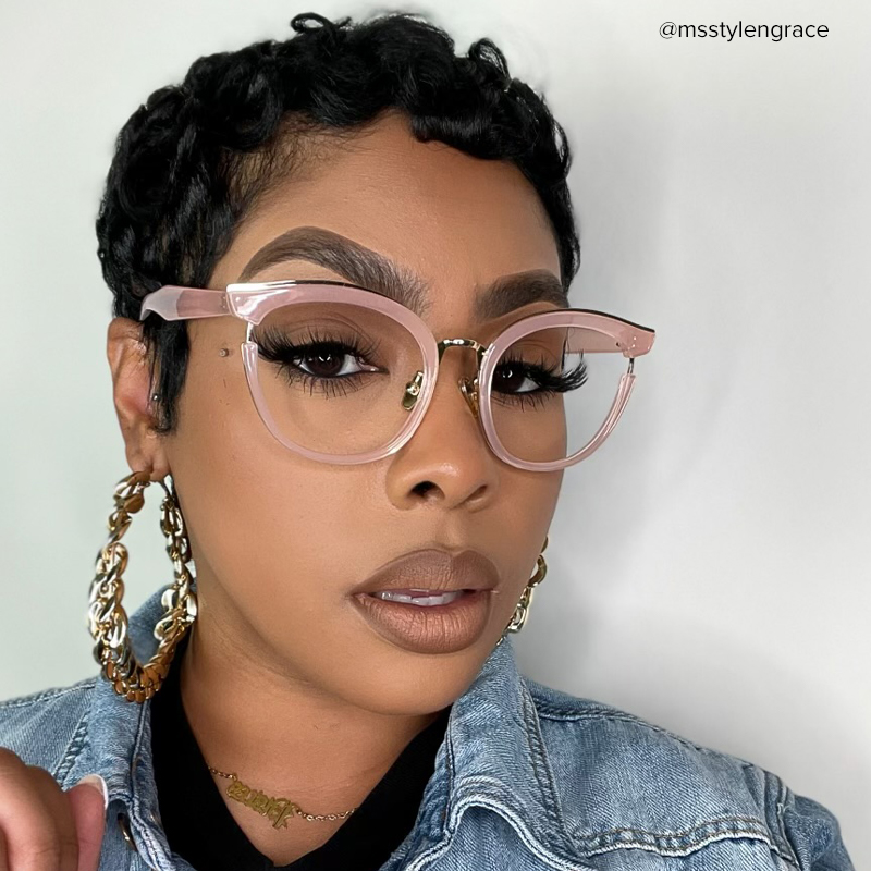 Eleanore Cat Eye Pink Frame Glasses | ZEELOOL Canada8
