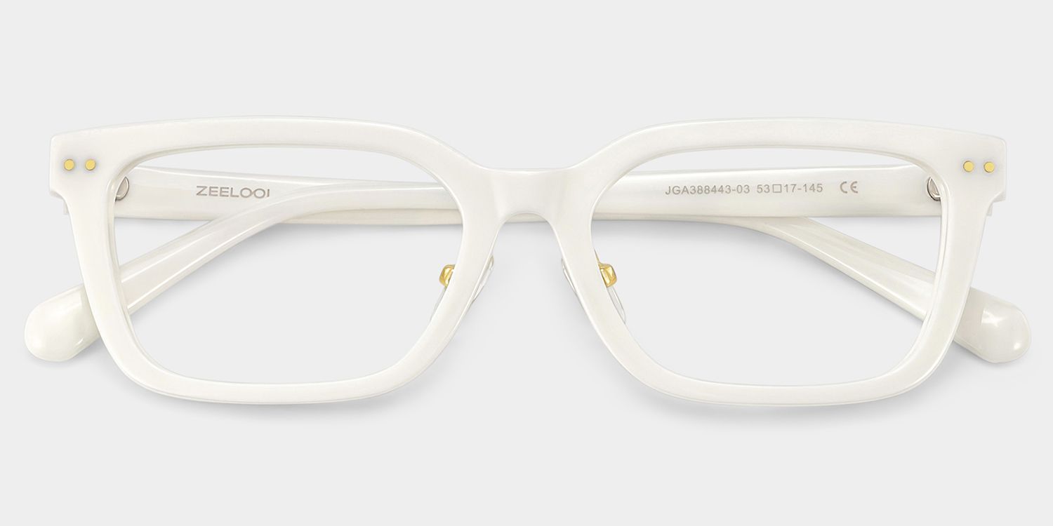Remy White Rectangle Glasses | Clean Athleisure Style1
