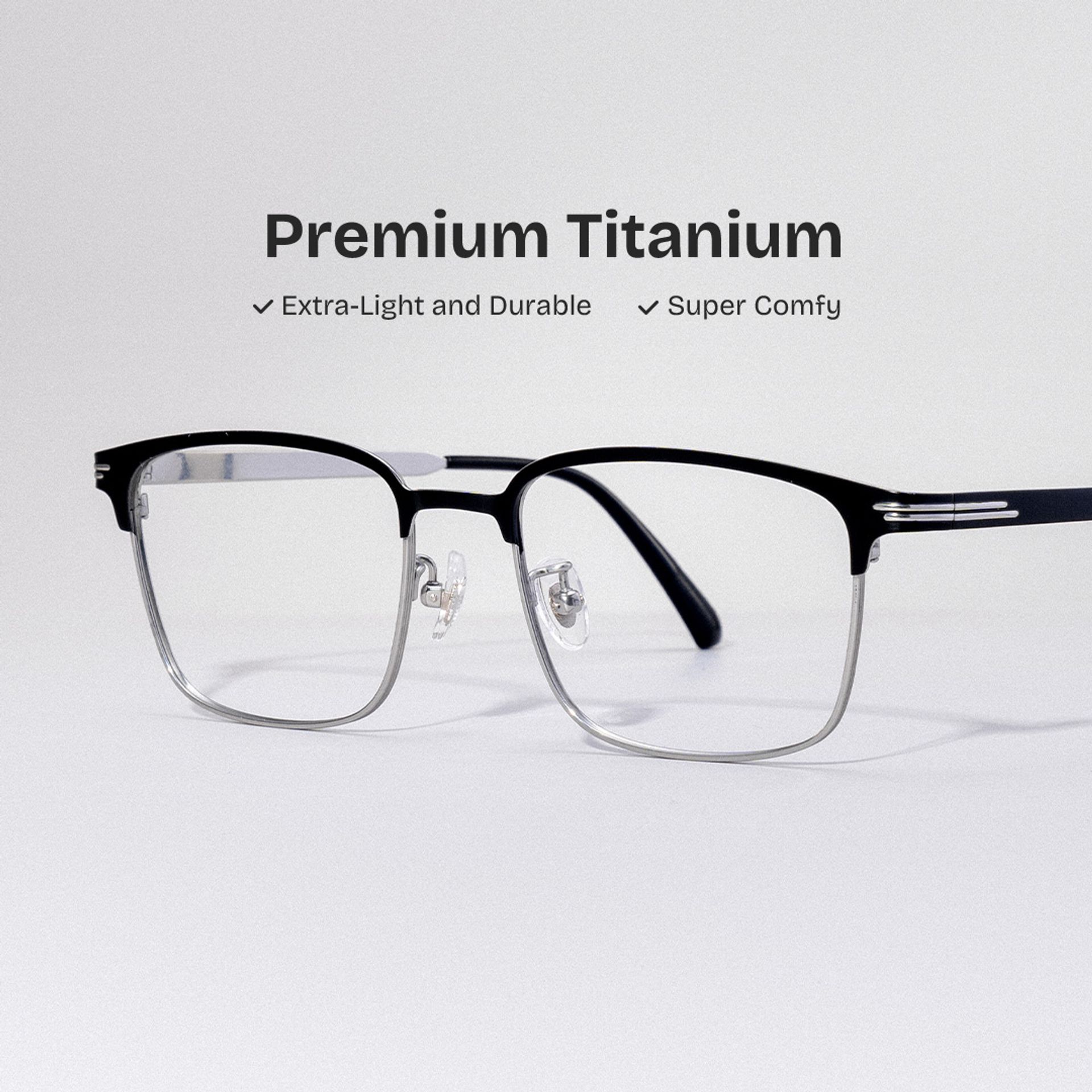 Men's Titanium Glasses Frames with Browline Shape0