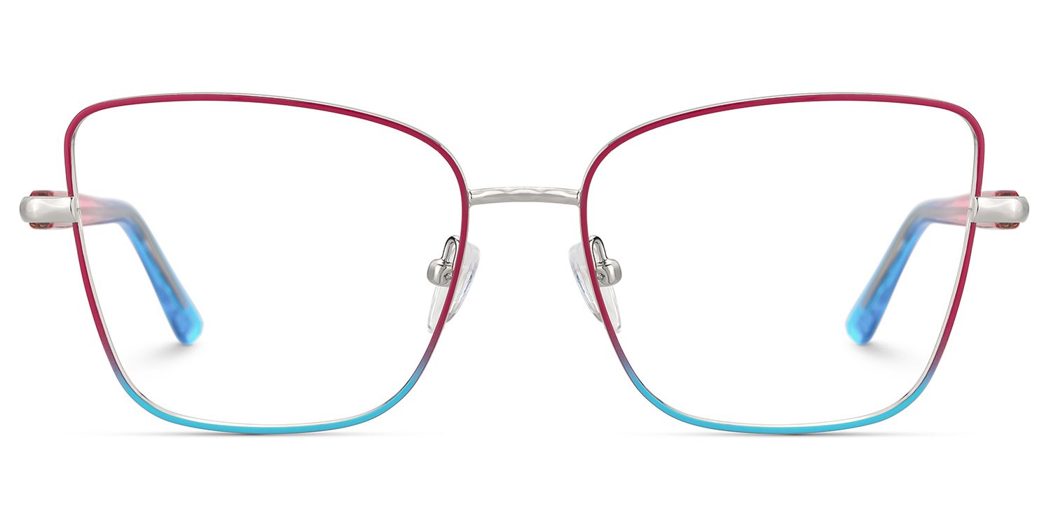 Jace Red-blue Square Prescription Glasses | Zeelool1